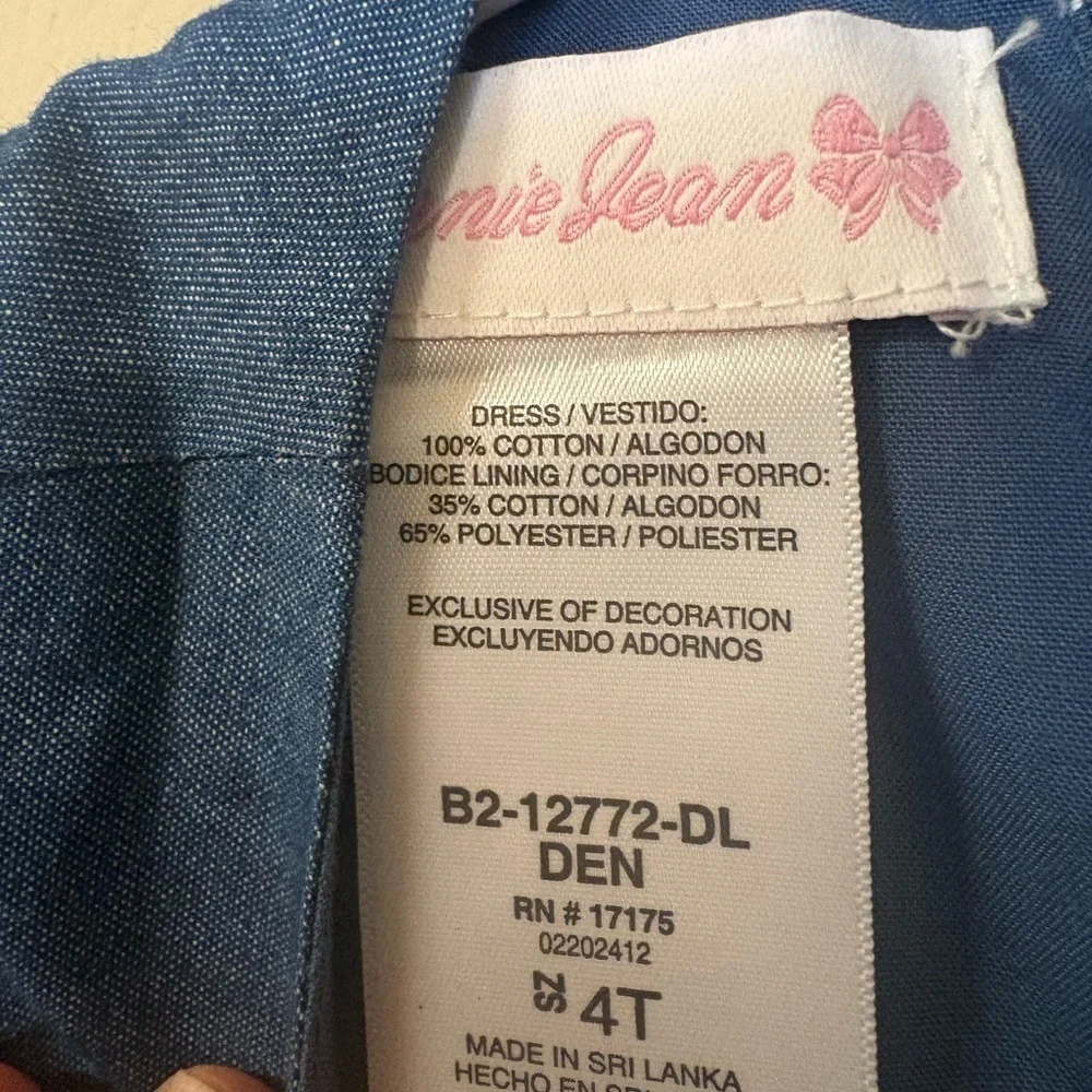 Bonnie Jean Nelle Embroidered Denim Dress,size 4T